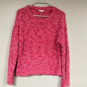 Candie’s  Fabulous PINK Nubby High Low Hem Popcorn Pullover  Sweater Large